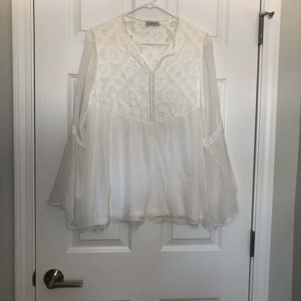 Bellambra Made Italy 100% Silk Eyelet Blouse Small - Picture 10 of 11